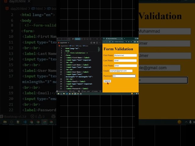HTML Tutorial Day 20 | HTML Form Validation | How to Validate Forms in HTML