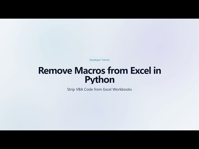 How to Remove Macros from Excel with Python | Spire.XLS for Python