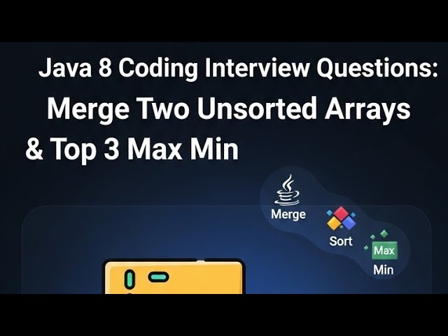 Java 8 Coding Interview Questions   Merge Two Unsorted Arrays & Top 3 Max Min #ManishArya