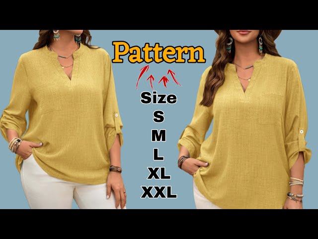 ✅️️ Easy Sewing Pattern for a Trendy Blouse with Notched Collar in Just 15 Minutes!