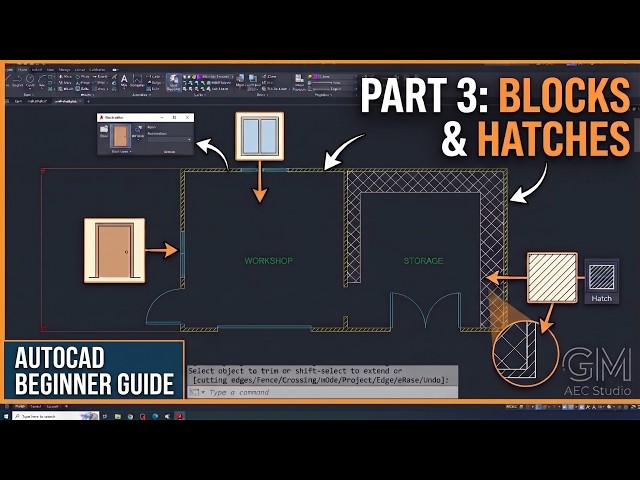 AutoCAD Tutorial for Beginners: How to Create Blocks, Doors, Windows & Hatches (Part 3)