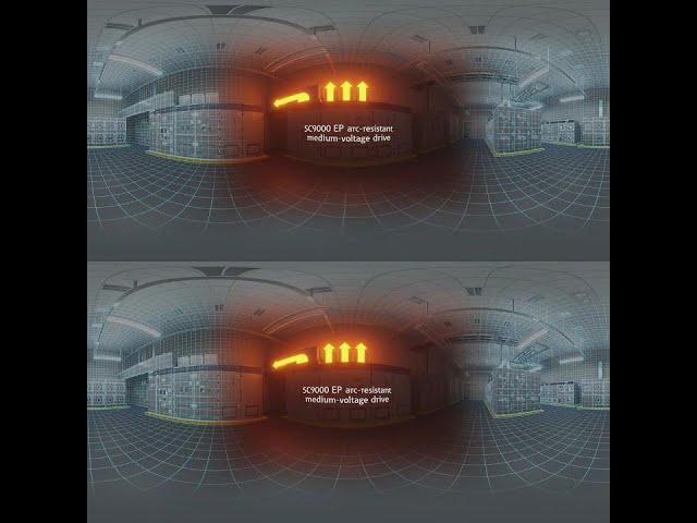 Arc flash event in medium voltage drive with arc-resistant technology (VR 360 video)