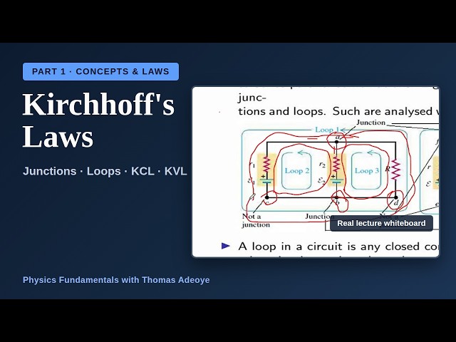 Kirchhoff's Laws (Part 1): Junctions, Loops, KCL & KVL | Physics Fundamentals with Thomas Adeoye