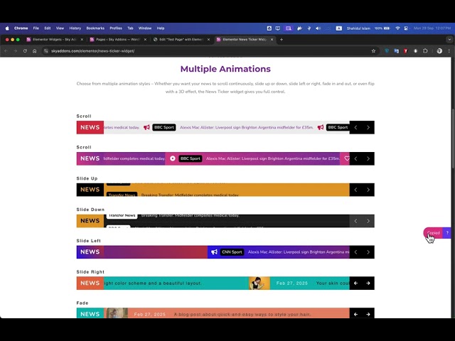 Best News Ticker Widget for Elementor - Sky Addons