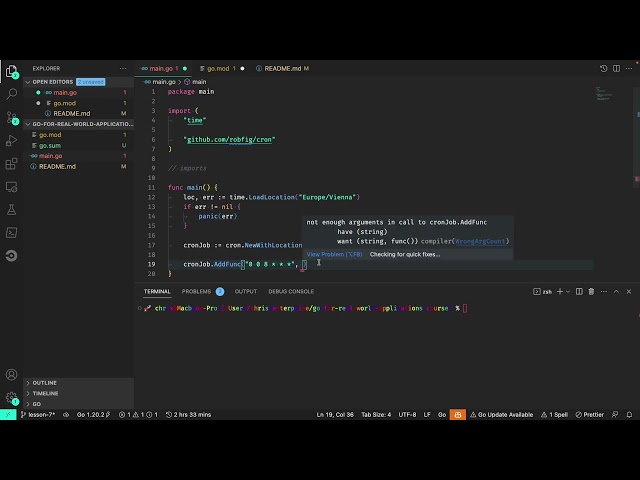 Go Applications - Lesson 7: Building the Cron Job