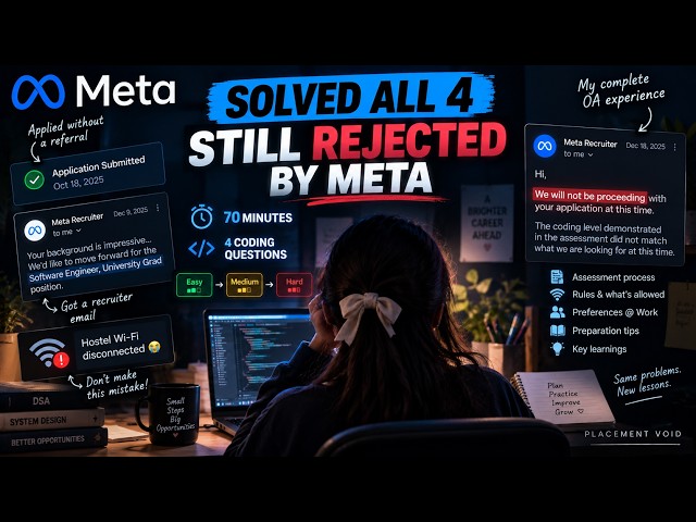 Meta OA Experience | 4 Coding Questions in 70 Minutes + My Biggest Mistake
