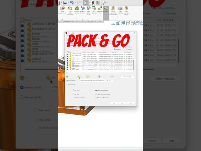 Pack & Go how to use this option in solidworks 😀 #shorts #ytshorts #malviyacadsolution #solidworks