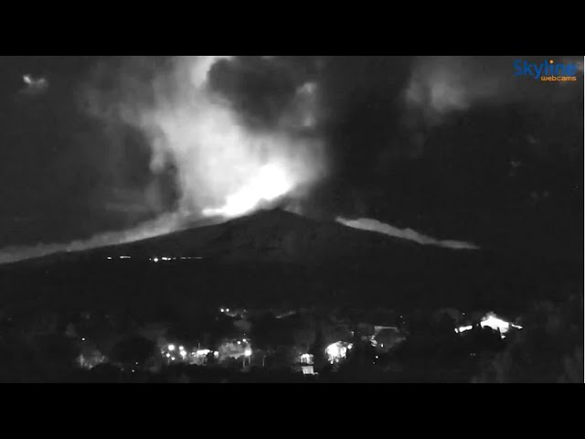 Volcano Etna Night Eruption Time Lapse - 14/12/2020