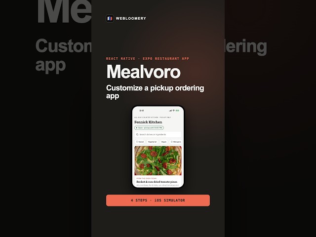 Customize a React Native Restaurant Pickup App in 4 Steps | Mealvoro #Shorts