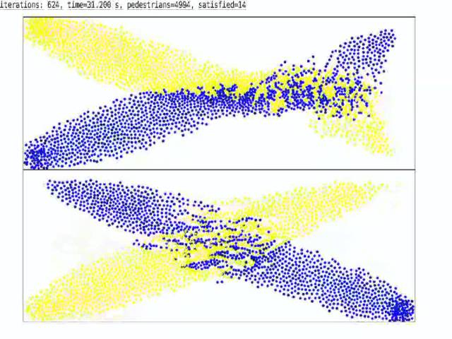 Stripe formation in two crossing pedestrian flows
