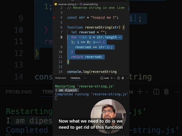 JavaScript Interview - Reverse String in One Line JS