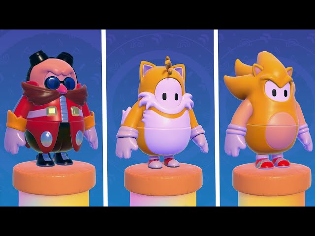 Fall Guys - Dr. Eggman, Super Sonic, Tails Skin Showcase