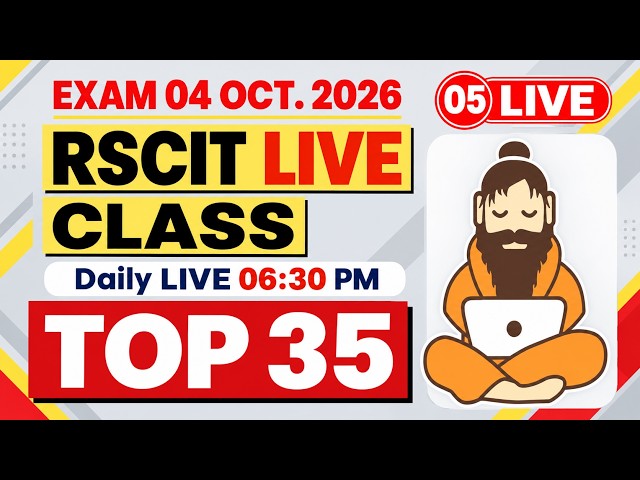 RSCIT Live Class 05 RSCIT Exam Important Questions 2026 RSCIT Computer Course RSCIT Exam 04 Oct. 26