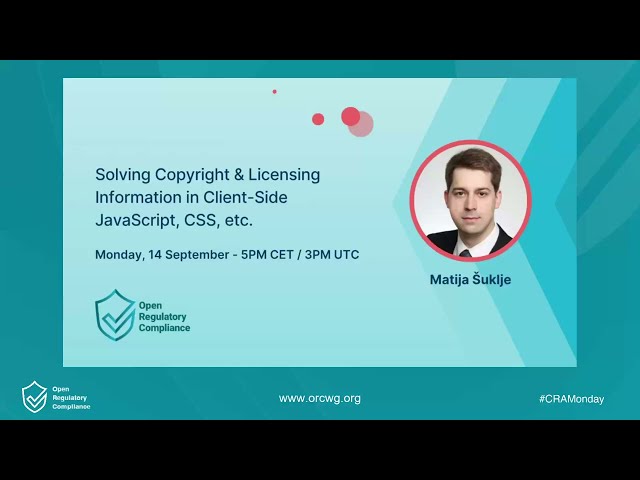 Solving copyright & licensing information in client-side JavaScript, CSS etc. | CRA Mondays
