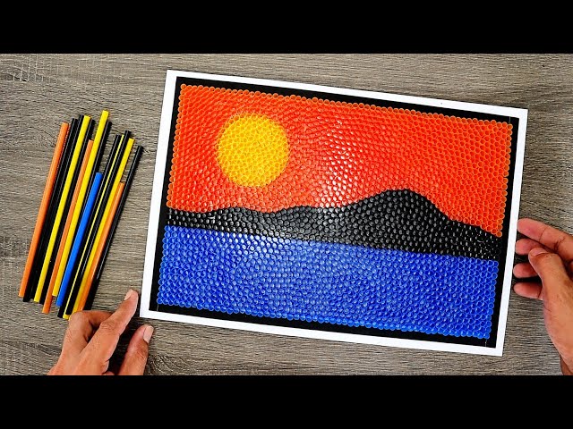 SUNSET WALL ART OUT OF PLASTIC STRAWS | Beautiful Art From Recycled Drinking Straws | Tatzkreen Art