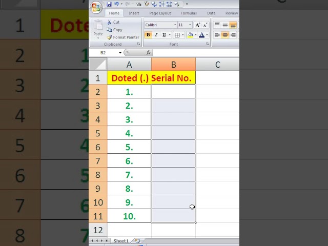 Doted Serial No. Trick.#exceltricks #excelformula #viralshots #treandingshorts .