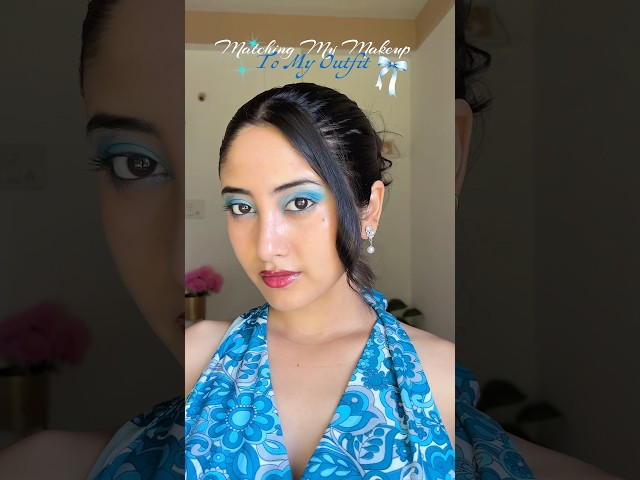 Matching my makeup with my outfit 💙✨ #makeup #shorts ￼