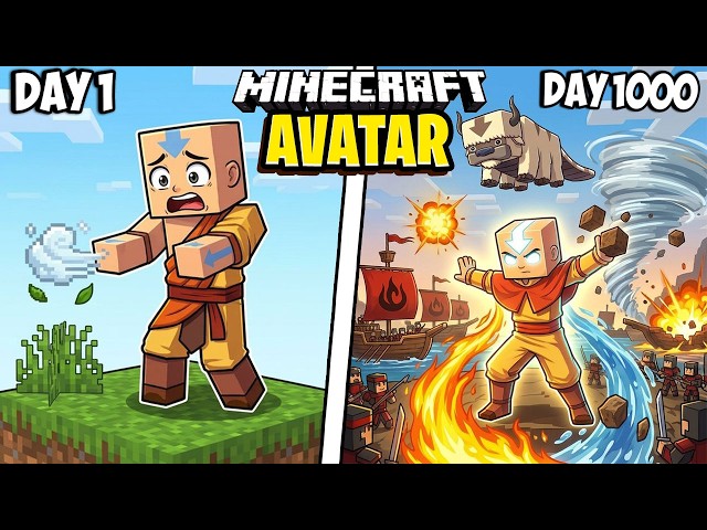 I Survived 1000 Days as AVATAR in Minecraft