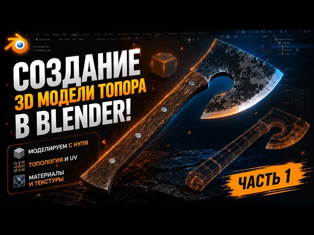 Создание 3D модели топора в Blender! Часть 1