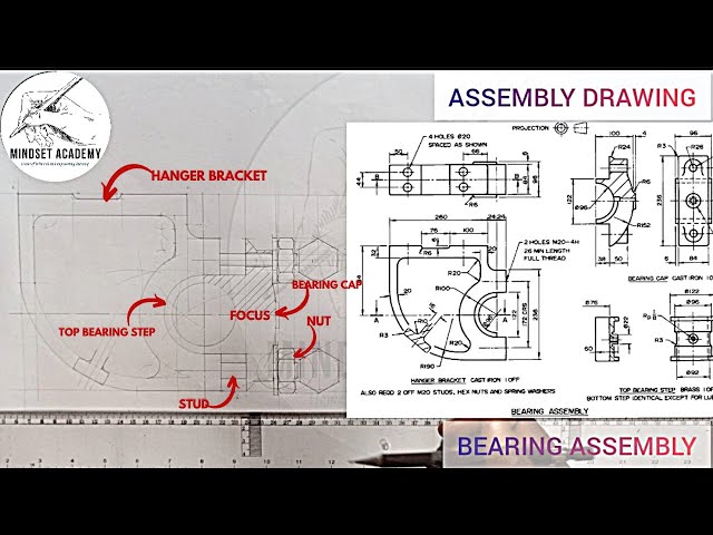 BEARING ASSEMBLY, MACHINE DRAWING, #ASSEMBLY DRAWING