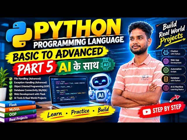 Python Basic to Advanced Part 5 | Python with AI 🤖 | AI Projects & Automation | Hindi
