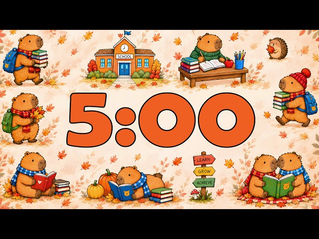 5 Minute Cozy Fall Lofi Timer 🎃🍂 | Autumn Study Countdown