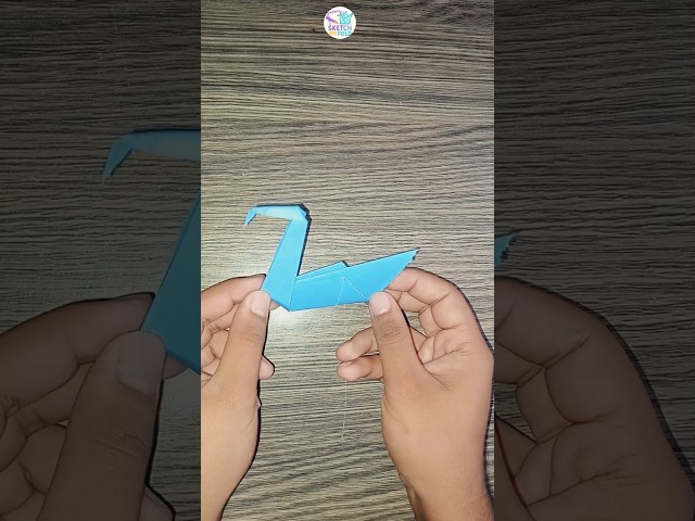 Origami Swan 🦢 Made From Blue Paper #shorts #ytshorts #sketchandfold #origamiswan