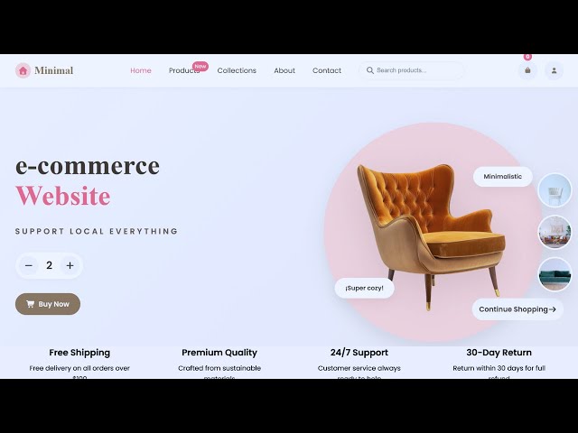 E-Commerce Website Using HTML CSS JavaScript | Complete Furniture Store Web Design Project