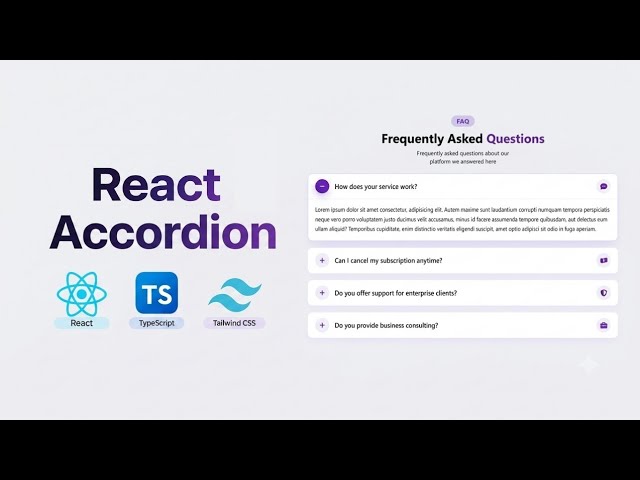 React Accordion Tutorial | Build a Modern Accordion with TypeScript & Tailwind CSS