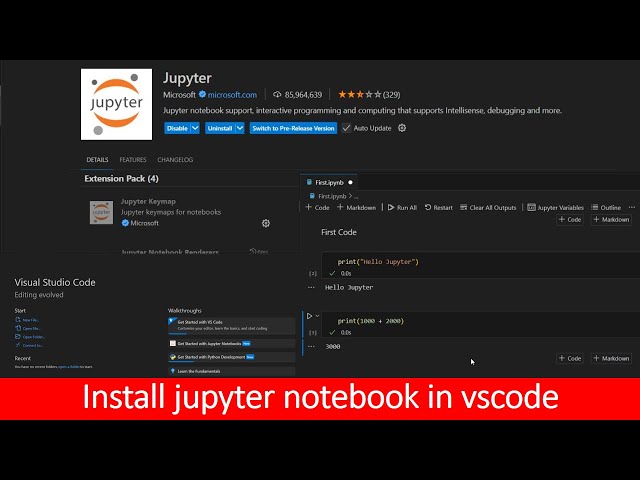 install jupyter notebook in vscode