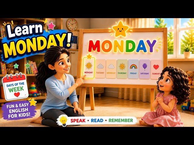 Learn Monday | Days of the Week for Kids | Fun English with Mom & Daughter 🌞📅