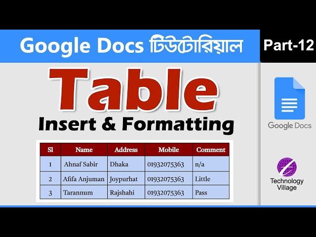 Google Docs Table Tutorial | Create & Format Table in Google Docs | Change Border, Color & Resize