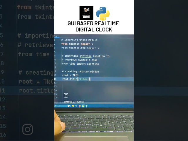 GUI BASED REALTIME  DIGITAL CLOCK USING PYTHON 🌟 #realtime #digital #clock #python #youtubeshorts