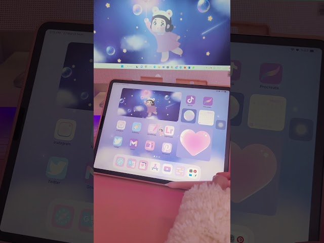 iPad homescreen level up ⬆️⭐️💗 #cute #wallpaper #aesthetic
