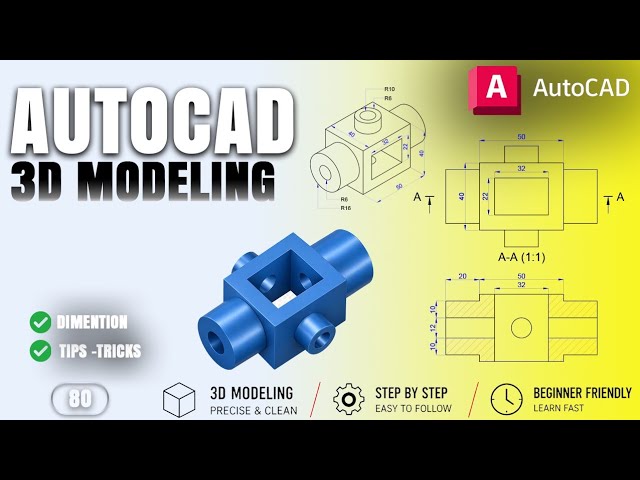 AUTOCAD 3D basic modeling for  mechanical practice work #80 #autocad #rkmahato  #rkmahato_07 