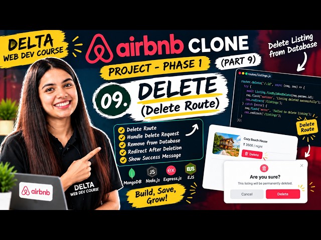 Web Dev Complete | Airbmb Clone | DELETE & Delete Route | Apna college js | MERN Project | Code