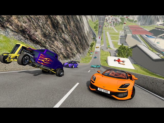 Jumping Random Cars on Huge Ramp