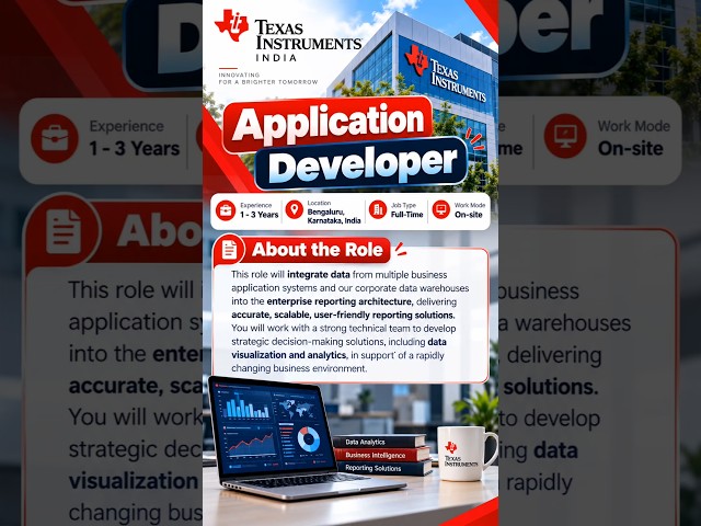 Texas Instruments Hiring 2026 🚨 Application Developer | 1-3 Yrs | Bangalore | IT Jobs #Shorts#job