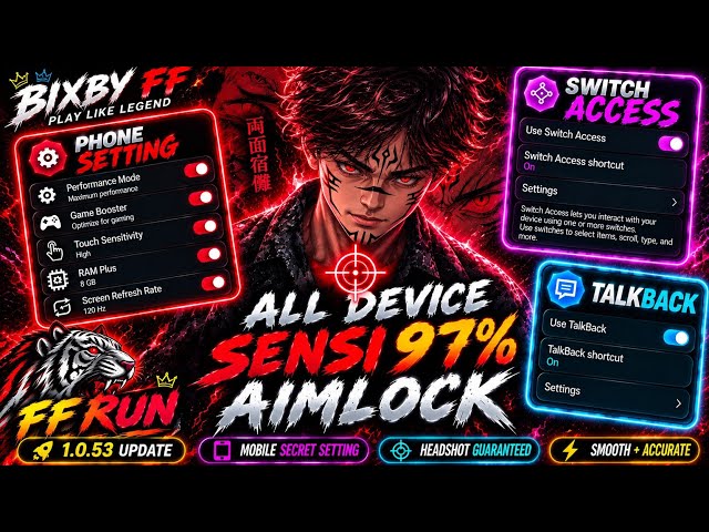 No Recoil | No Bodyshot Cannact Only 🎯 Headshot 97% Aimlock Sensi All Device |