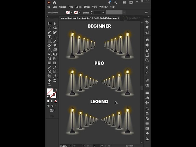 Adobe Illustrator 2027 - Transform Street Lights with Distort & Transform in Adobe Illustrator