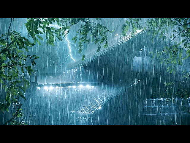 Rainy Night Ambience for a Restful Sleep 🌧️ Torrential Rain ASMR on Metal Roof & Mighty Thunder