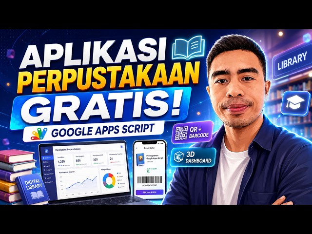 🔥 Aplikasi Perpustakaan Sekolah GRATIS | Google Apps Script + QR Barcode + Dashboard 3D