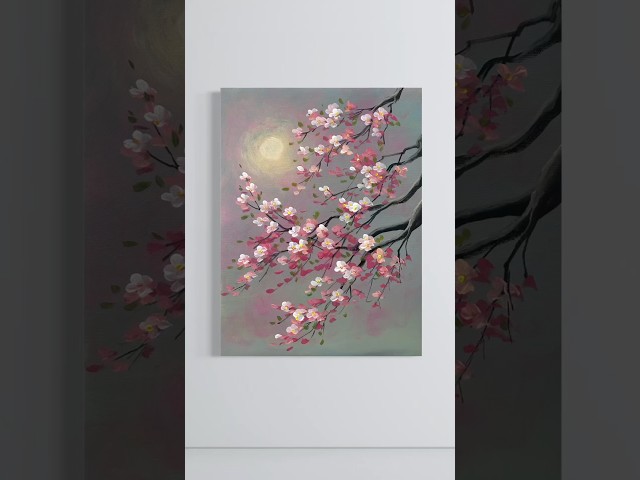 Easy Cherry Blossom Branch Acrylic Painting Tutorial