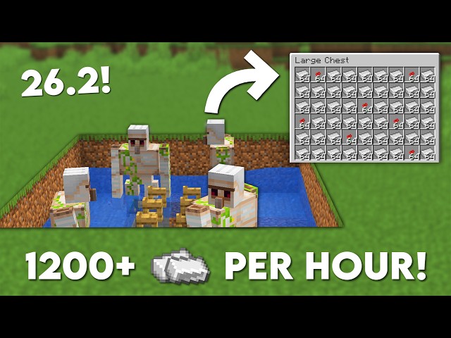 Minecraft 26.2 Easy IRON Farm Tutorial - 1200+ Per Hour