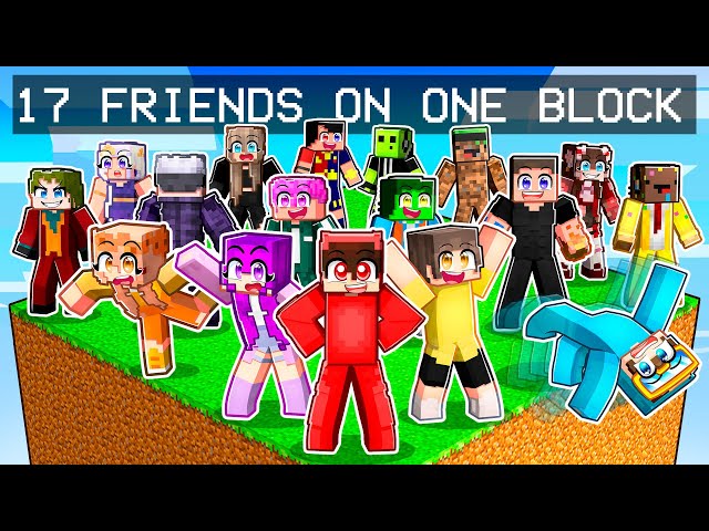 Minecraft but it's 17 Friends on ONE BLOCK!