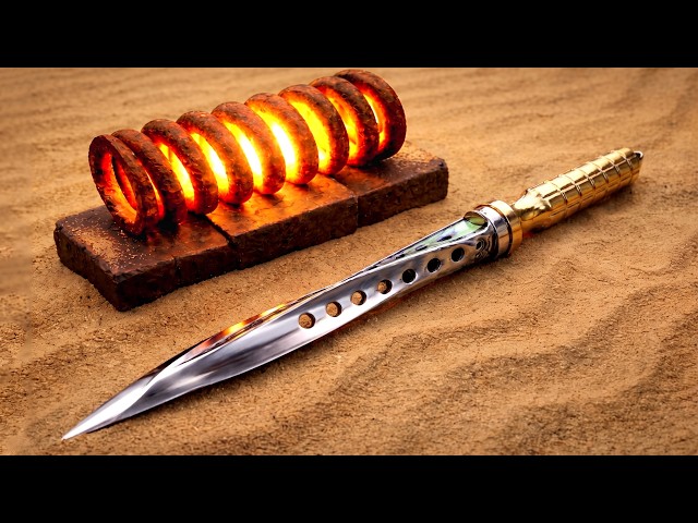 Making a Lethal Jagdkommando knife OUT of a Train suspension ( Spiral Dagger)