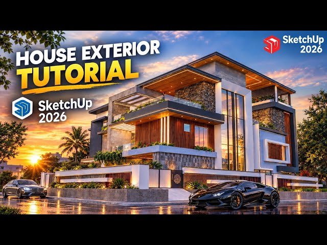 Exterior Tutorial Sketchup 2026 + V-Ray 7 Render | House Exterior | SKETCHUP IT #7