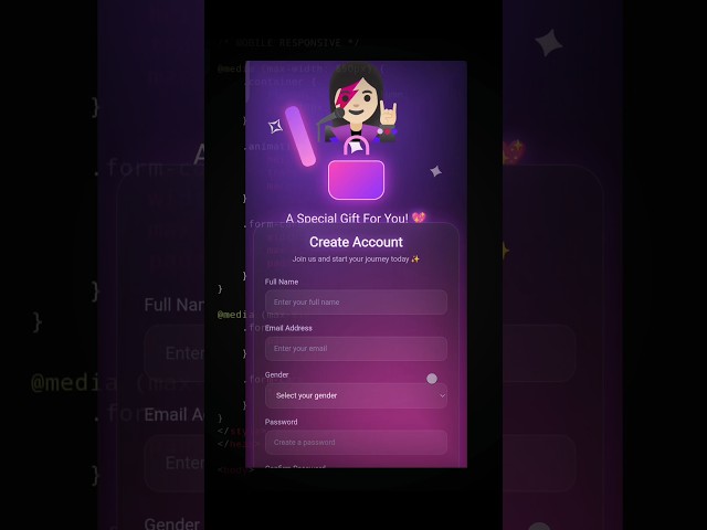 Animated Registration Form Using HTML & CSS ✨ | Code with Kashis #Shorts