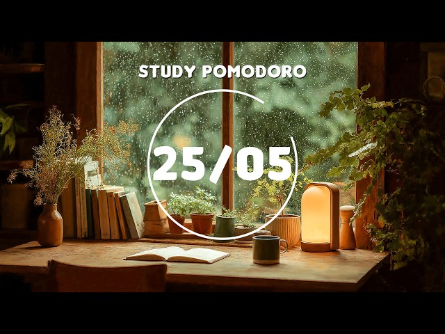 25/5 Pomodoro Timer | Cozy Coffee Shop with lofi for Relaxing, Studying and Working 🌧️ | 6 x 25 min