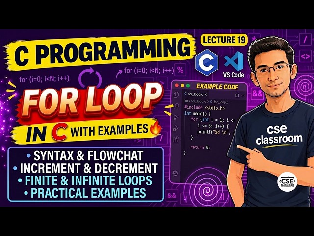 Lec #19 | for Loop in C Programming | Syntax, Working & Practical Examples | C Programming Course